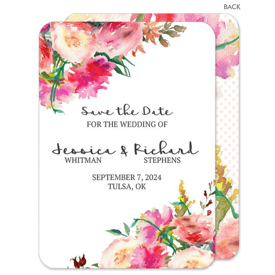 Watercolor Corner Peonies Save The Date Cards